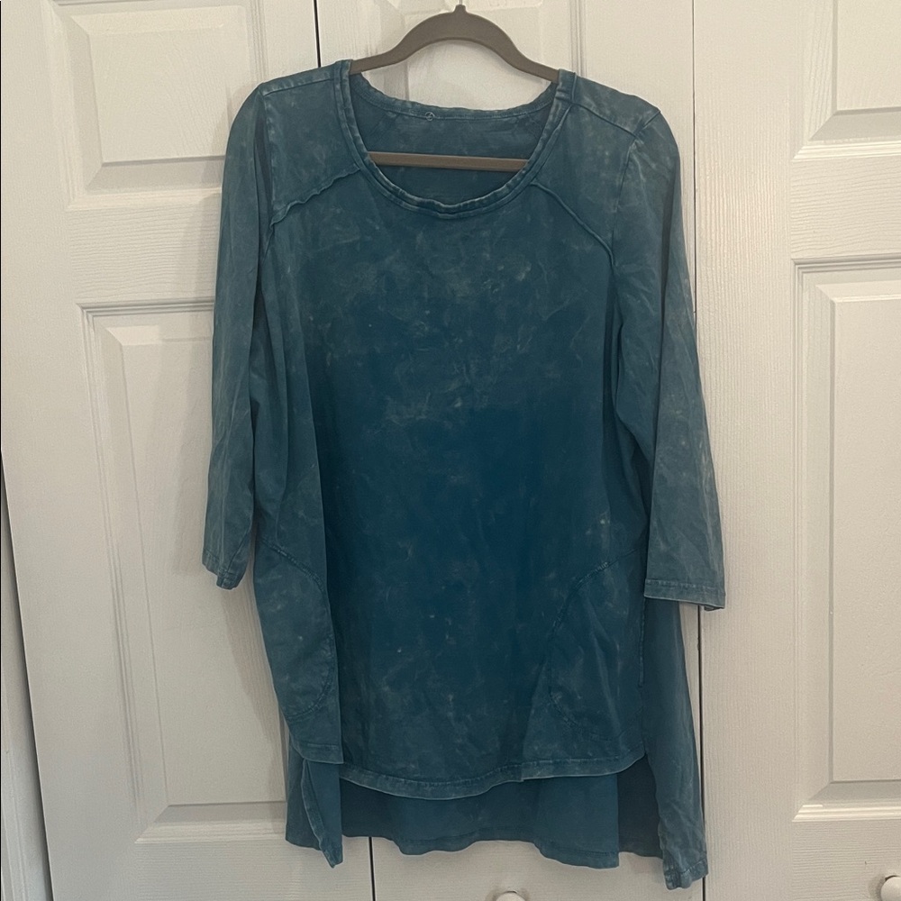 LOGO by Lori Goldstein Teal Tunic Top